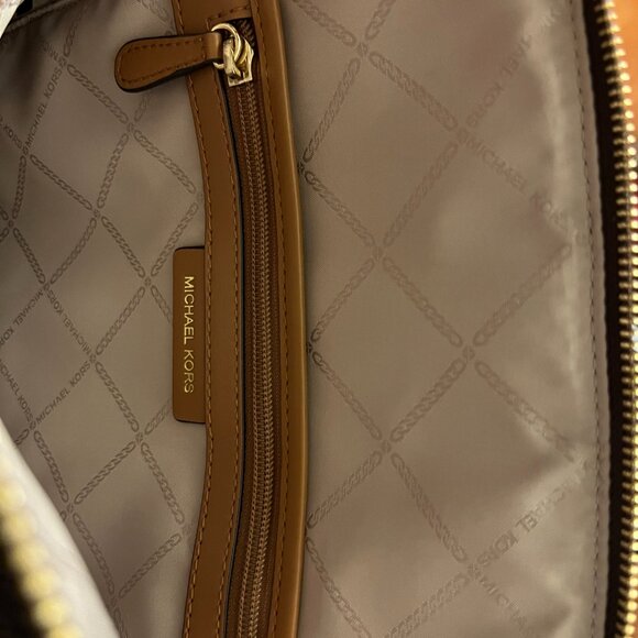 Michael Kors Signature Rhea Zip Medium Slim Backpack in Brown main image 6
